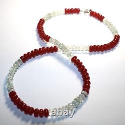 Ruby And Aquamarine Gemstone Necklace Jewrly Lot Rare