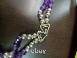 Russel Sam Amethyst and Silver Necklace RARE! Navajo Jewelry