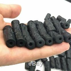 SALE! 55 Pcs Antique Old Rare Black ancient Jade Stone Cylinder Seal beads