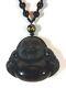 Sj Pearl Rare Obsidian Buddha Pendant Hand Knotted Beaded Necklace Nwt