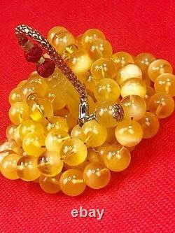 SUPER RARE Material Natural STONE Baltic Amber Prayer Beads 78B/50gr