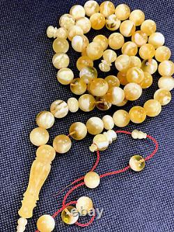 SUPER RARE Natural STONE Baltic Amber Prayer Beads Mesbah 72gr