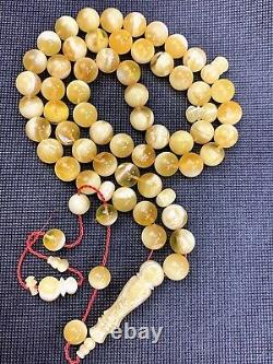SUPER RARE Natural STONE Baltic Amber Prayer Beads Mesbah 72gr