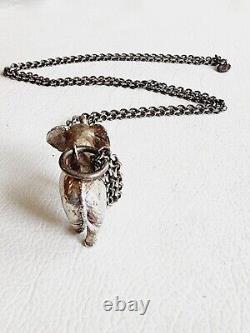 SUSAN CUMMINGS Vintage 90s Rare Sterling 3D Elephant Animal Pendant Necklace