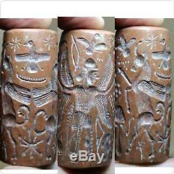 Sassanian Rare Unique Old Jasper stone Ciylender seal intaglio BEAD # 132