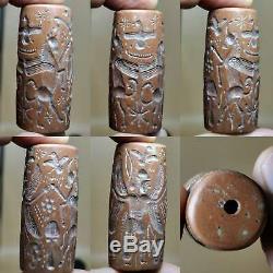 Sassanian Rare Unique Old Jasper stone Ciylender seal intaglio BEAD # 132