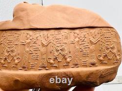Sassanian old rare jasper stone cylinder king & lions inscription stone Bead #G