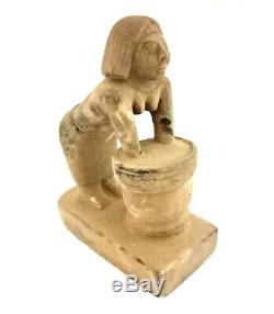 Shabti Woman Sculpture Egyptian Antiques Bead Mummy Rare Figurine Late Period
