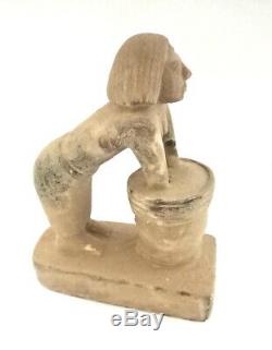 Shabti Woman Sculpture Egyptian Antiques Bead Mummy Rare Figurine Late Period
