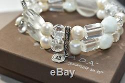 Silpada RARE Crystal Quartz White Pearl Bracelet 925 Sterling Silver Stone Bead