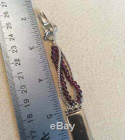 Silpada RARE Garnet ID Bracelet Sterling Silver Beads Heart Safety Clasp B0675