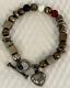 Silpada Rare Vintage Sterling Silver And Red, White & Blue Stone Bead Bracelet