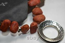 Silpada Red Sponge Coral Hammered Sterling Silver Bead Necklace N1370 Rare HTF