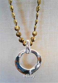 Simon Sebbag New Hematite Gold Bead Silver Pendant Long Necklace Rare Bnwt $279