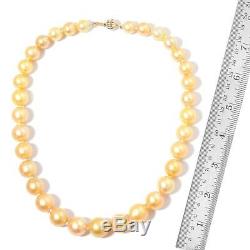 South Sea Golden Pearl 10-15 mm Beaded Necklace 18 inch NEW Rare ILIANA 18K gold
