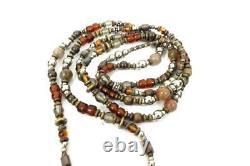 Stephen Dweck Vintage Rare Sterling Silver Beaded Stone & Wood Pendant Necklace