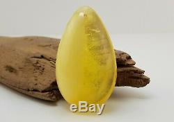 Stone Pendant Amber Natural Baltic Transparent White 25,9g Egg Yolk Rare F-007