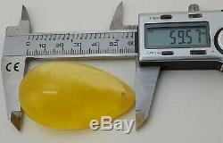 Stone Pendant Amber Natural Baltic Transparent White 25,9g Egg Yolk Rare F-007