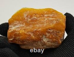 Stone Raw Amber Natural Baltic Bead 143,1g White Vintage Rare Old Special R-821