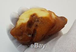 Stone Raw Natural Amber Baltic 134,1g Huge Special Rare Vintage Old White E-218