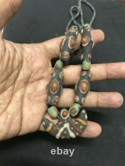 Stunning Rare Charm Viking Stone Glass Beads Necklace Lovely Century