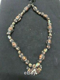 Stunning Rare Charm Viking Stone Glass Beads Necklace Lovely Century