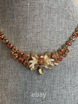 Stunning Vintage Eisenberg Necklace /Amber /Tourmaline Stones Very Rare