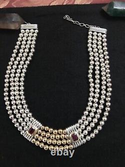 Stunning-rare David Yurman Necklace With 18kt/925 Beads & Rubellite Stones
