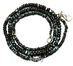 Super Rare Gem Alexandrite Chrysoberyl 3-5MM Smooth Rondelle Beads Necklace 19