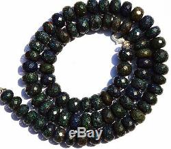 Super Rare Gem Natural Black Australian Matrix Opal Big Rondelle Bead Necklace