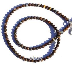 Super Rare Natural Gem Boulder Australian Opal 4.5MM Round Beads Necklace 17