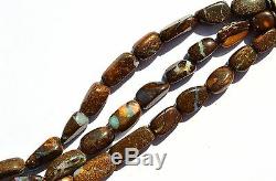 Super Rare Natural Gem Boulder Australian Opal Smooth Nugget Beads Bracelet 7