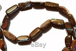 Super Rare Natural Gem Boulder Australian Opal Smooth Nugget Beads Necklace 17