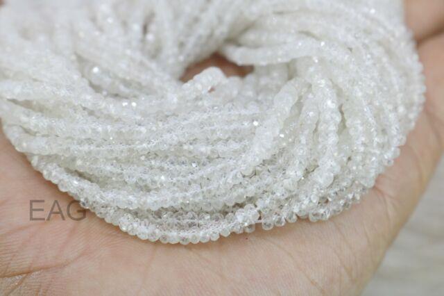 Super Fine Rare White Zircon Faceted Beads, 4 Mm 13.5 Inches Tanzania
