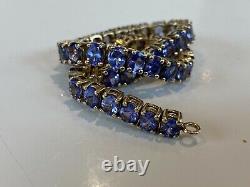 Superb Sterling Silver Tanzanite Tennis Bracelet 9ct Gold Plated Very Rare
