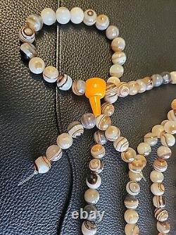 Tasbih Aqeeq Agate Evil Eye Real Stone Prayer Beads? Sulaimani Rare