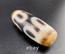 Tibet Nepalese Himalayan Dzi Agate Stone Lotus Rare Design pattern amulet bead