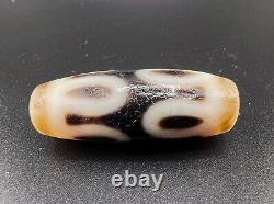 Tibet Nepalese Himalayan Dzi Agate Stone Lotus Rare Design pattern amulet bead