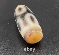 Tibet Nepalese Himalayan Dzi Agate Stone Lotus Rare Design pattern amulet bead