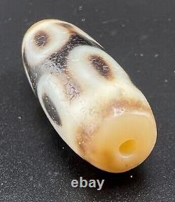 Tibet Nepalese Himalayan Dzi Agate Stone Lotus Rare Design pattern amulet bead