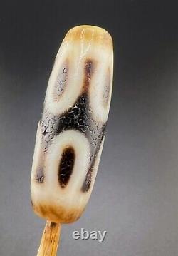 Tibet Nepalese Himalayan Dzi Agate Stone Lotus Rare Design pattern amulet bead