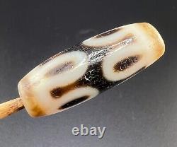 Tibet Nepalese Himalayan Dzi Agate Stone Lotus Rare Design pattern amulet bead