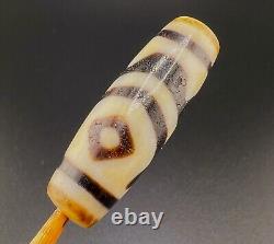 Tibet Nepalese Rare 2 Eyes Dzi Agate Stone Bead