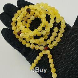 Tibetan Rosary Stone Amber Natural Baltic Bead 34,8g White White Rare Old A-189