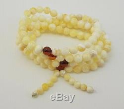 Tibetan Rosary Stone Amber Natural Baltic White Bead 16,2g Rare Old Sea A-472