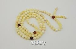 Tibetan Rosary Stone Amber Natural Baltic White Bead 16,2g Rare Old Sea A-472