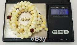 Tibetan Rosary Stone Amber Natural Baltic White Bead 17,9g Rare Sea Old A-376