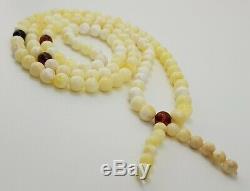 Tibetan Rosary Stone Amber Natural Baltic White Bead 20,2g Sea Rare Old A-380