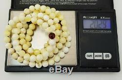 Tibetan Rosary Stone Amber Natural Baltic White Bead 20,2g Sea Rare Old A-380