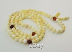 Tibetan Rosary Stone Amber Natural Baltic White Vintage Bead 16,3g Rare B-014